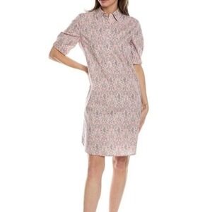 J.McLaughlin XS Pink Crane Floral Print Button Down Short Sleeve Arissa Dress